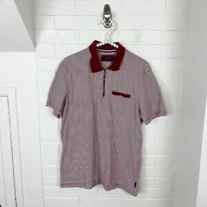Ted Baker London Men’s Red Striped Casual Polo Shirt Size